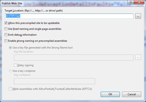 Publish the website in a local folder